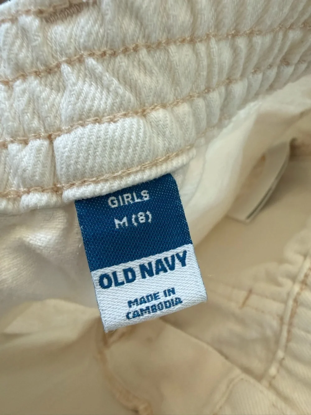 Old Navy Girls White Denim Shorts Size 8 Elastic Waist Pockets